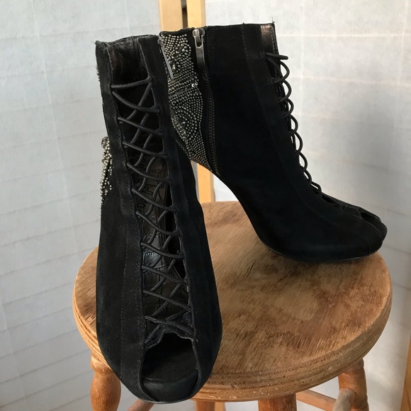 Sam Edelman size 8.5 stilettos peep toe bejeweled - Picture 8 of 13